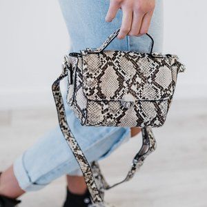 Snakeskin Print Mini Tote Crossbody Bag